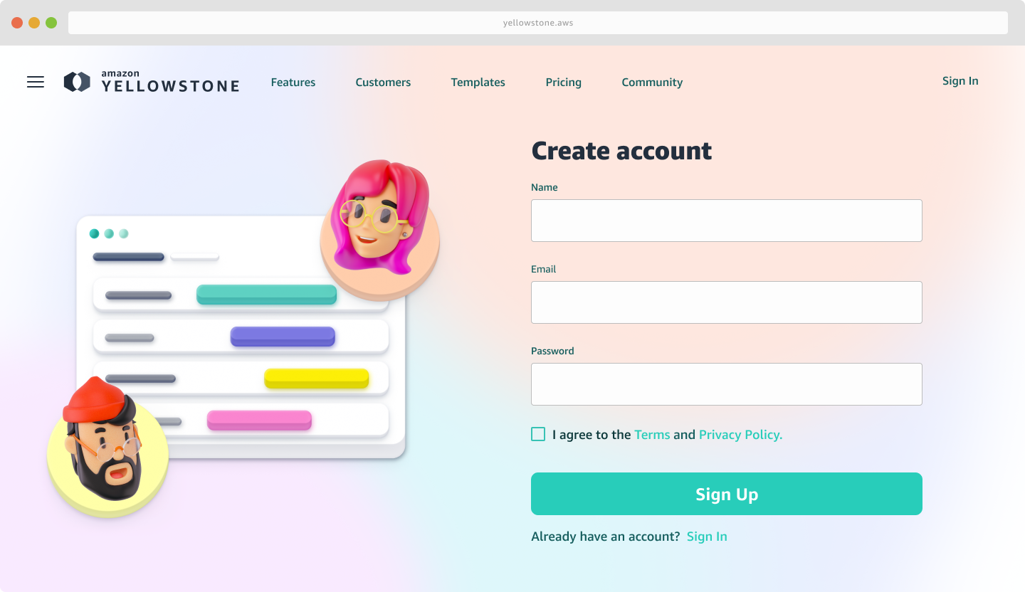 Yellowstone login screen