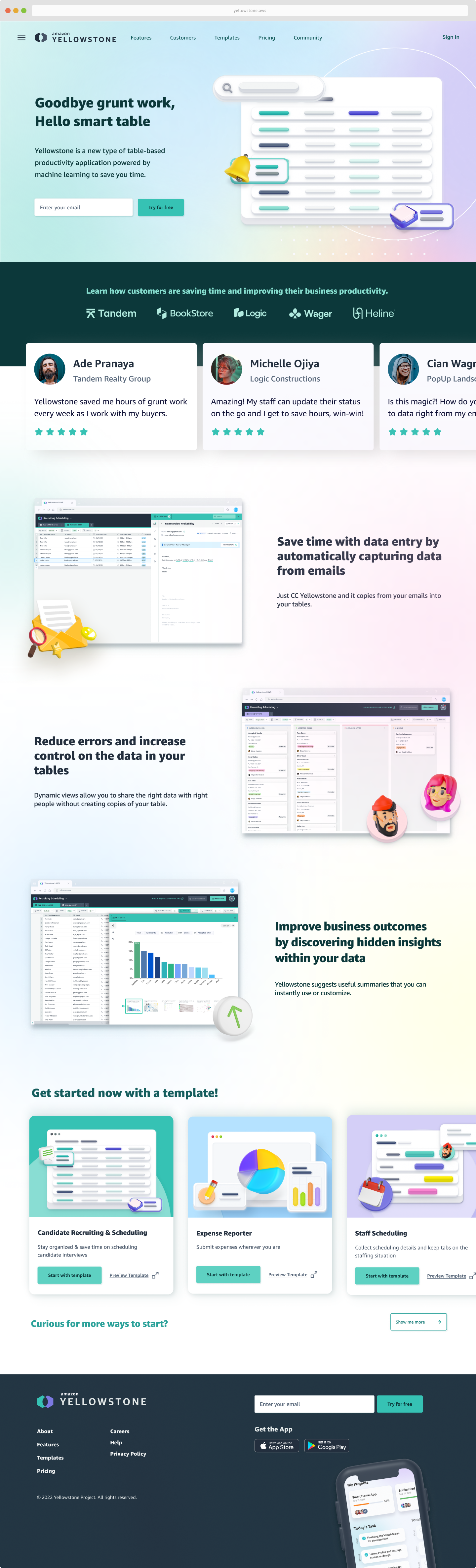 Yellowstone marketing page